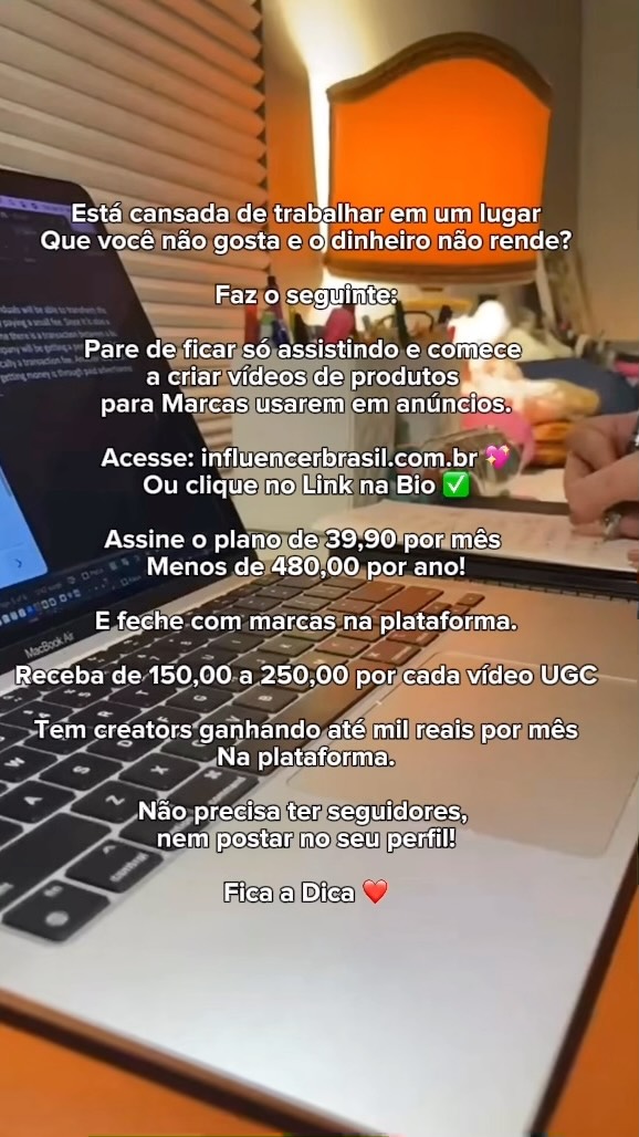 Link na Bio 🔗✅❤️

Pare de usar seu celular apenas para assistir conteúdos, comece a criar para marcas e rec...