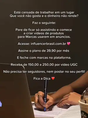 Venha para influencer Brasil ❤️✅ plataforma UGC 🥰 #plataformaugc #plataformamicroinfluenciadores